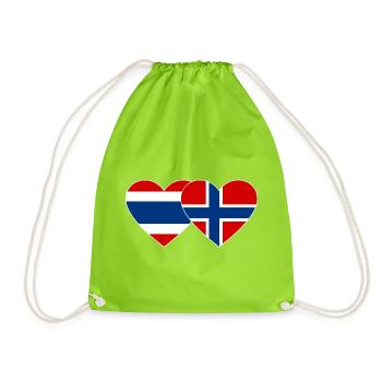 Thailand Norwegen Flagge Herzform - Turnbeutel - Neongrün - Vorne