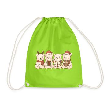 Ours polaires pour enfants, garçons et filles, Noël - Sac de sport léger - vert néon - Devant