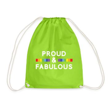 Pride Month - Proud and Fabulous - Drawstring Bag - neon green - Front