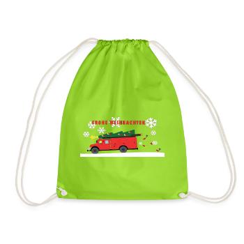 Feuerwehr Weihnachtsbaum Truck - Turnbeutel - Neongrün - Vorne