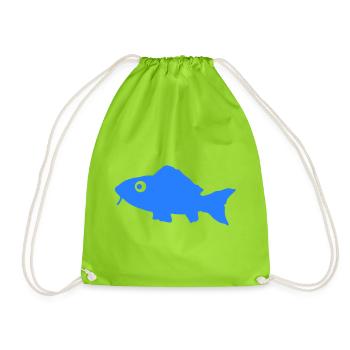 Blauer Fisch Silhouette - Turnbeutel - Neongrün - Vorne