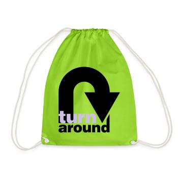 turn around | undrehen | arrow | pfeil - Drawstring Bag - neon green - Front