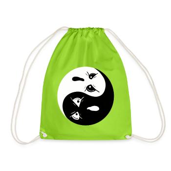 Yin Yang Ghosts I Halloween - Drawstring Bag - neon green - Front