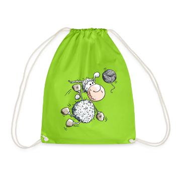 Sportliches Schaf - Turnbeutel - Neongrün - Vorne