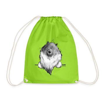 Cadeau drôle de chien de bande dessinée Wolfsspitz I - Sac de sport léger - vert néon - Devant