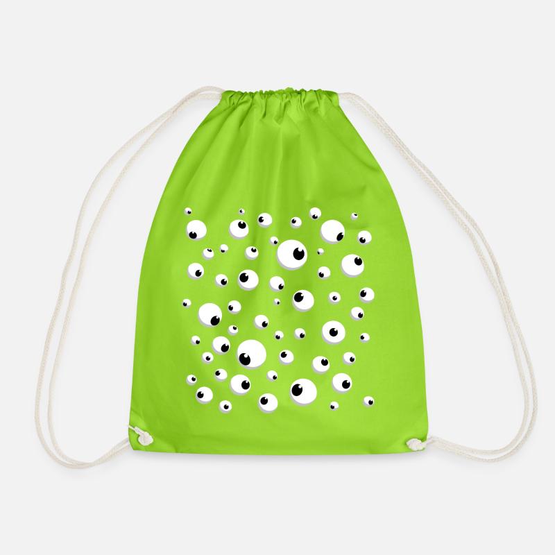 Cartoon Eyes - Drawstring Bag - neon green