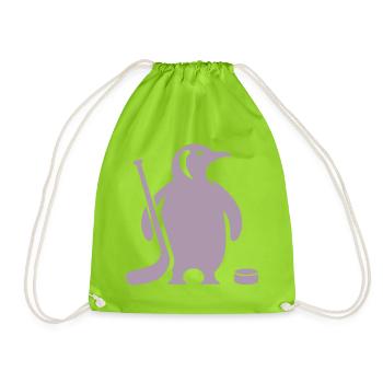 Minimalistische Pinguin Eishockey Silhouette - Turnbeutel - Neongrün - Vorne