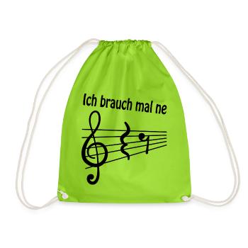 "Ich brauch mal ne Pause" Musiker Musiknoten Musik - Turnbeutel - Neongrün - Vorne