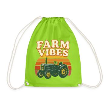 Farm Vibes Tractor Retro Sunset - Turnbeutel - Neongrün - Vorne
