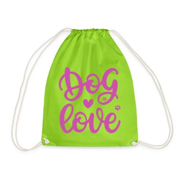 Amour Chien Doodle Rose - Sac de sport léger - vert néon - Devant