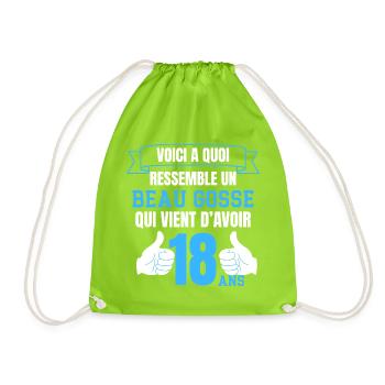 Birthday 18 Years Boy Funny Handsome - Drawstring Bag - neon green - Front