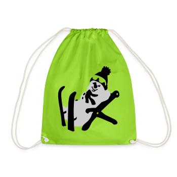 Snowman - Drawstring Bag - neon green - Front