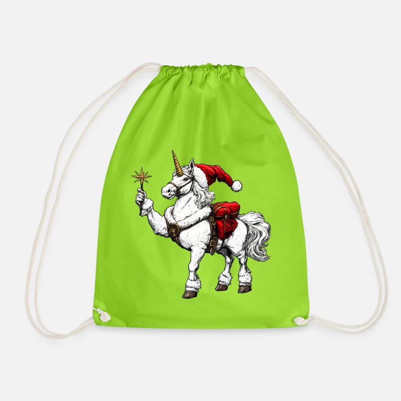 Einhorn Weihnachten - Turnbeutel - Neongrün