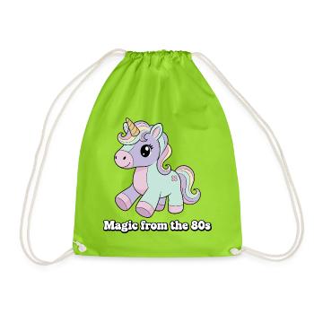 Unicorn Retro 80s Flair - Drawstring Bag - neon green - Front