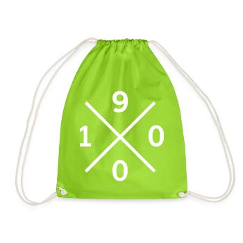 1900 Mönchengladbach Fan Hoodie, Tasche, Tasse - Turnbeutel - Neongrün - Vorne