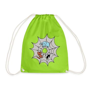 Spider web - Drawstring Bag - neon green - Front