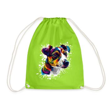 Chien Portrait Chien Éclaboussure - Sac de sport léger - vert néon - Devant