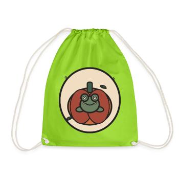 Kawaii frog in pumpkin - Drawstring Bag - neon green - Front