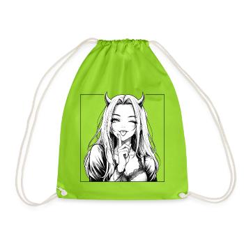 Diva démoniaque du manga avec des cornes - Sac de sport léger - vert néon - Devant