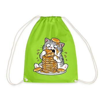 Dessin animé drôle du Chat aux Crêpes - Sac de sport léger - vert néon - Devant