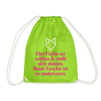 Gegen Rechts: Der listige Fuchs gegen Faschismus - Turnbeutel - Neongrün - Vorne