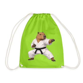 Capybara macht Karate  - Turnbeutel - Neongrün - Vorne