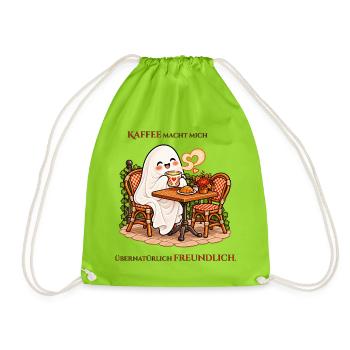 Übernatürlich freundlich dank Kaffee - Turnbeutel - Neongrün - Vorne