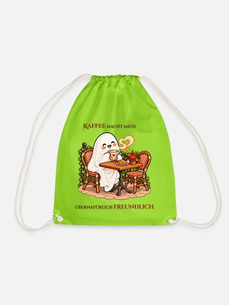 Übernatürlich freundlich dank Kaffee - Turnbeutel - Neongrün