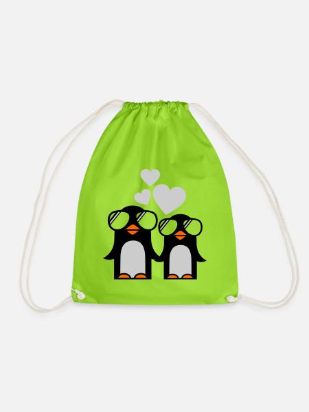penguins fallen in love - pinguine - Turnbeutel - Neongrün