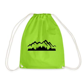 Mountains and Forest - Drawstring Bag - neon green - Front
