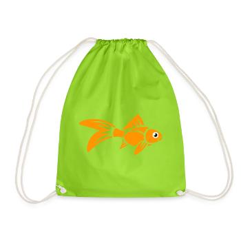 Stylized Goldfish - Drawstring Bag - neon green - Front