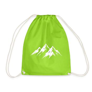 Berge Alpen Wandern Bergsteiger Outdoor Motiv - Turnbeutel - Neongrün - Vorne
