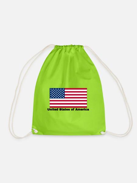 USA Fahne - Turnbeutel - Neongrün