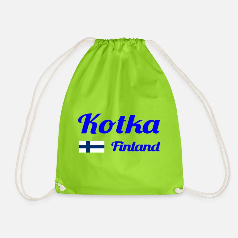 Kotka Finland- Stylish prints - Drawstring Bag - neon green