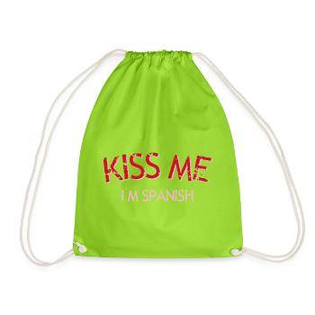 Kiss Me Spanish Kiss - Drawstring Bag - neon green - Front