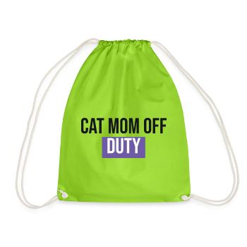 Cat Mom Off Duty - Cat Gift - Drawstring Bag - neon green - Front