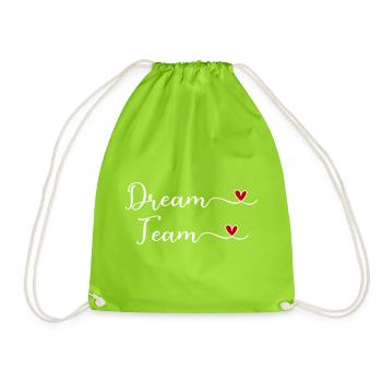 Dream Team Herz Typographie - Turnbeutel - Neongrün - Vorne
