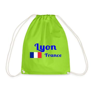 Lyon France- Stylish prints - Drawstring Bag - neon green - Front