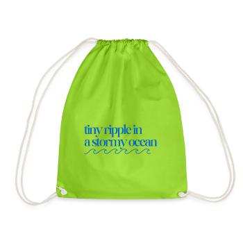 Tiny ripple in a stormy ocean with waves - Drawstring Bag - neon green - Front