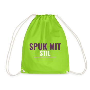 Spuk mit Stil – Dezentes Halloween-Shirt - Turnbeutel - Neongrün - Vorne