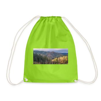 Herbstliche Waldlandschaft mit Sonnenlicht - Turnbeutel - Neongrün - Vorne
