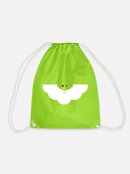 Cuddly Cloud Face - Drawstring Bag - neon green