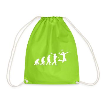 Badminton Evolution Weibliche Spielerin Frauen Sportgeschenk - Turnbeutel - Neongrün - Vorne