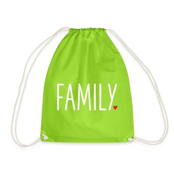Family mit Herz - Turnbeutel - Neongrün - Vorne