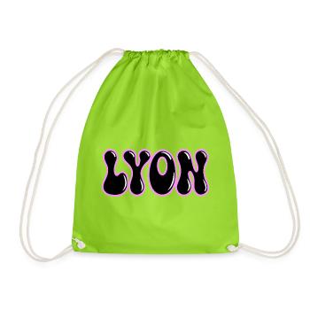 Lyon Retro Groovy Black & Pink Contour - Turnbeutel - Neongrün - Vorne