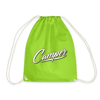 camp camper camping camping camping nature hunter campfire - Drawstring Bag - neon green - Front
