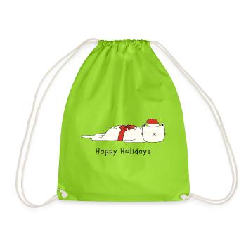 Funny cat Christmas - Drawstring Bag - neon green - Front