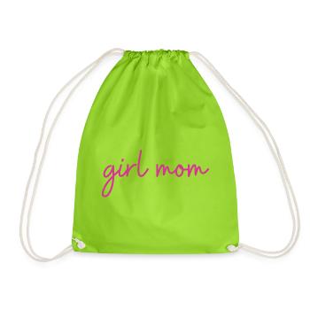 Girl Mom Girl Mom Gift - Drawstring Bag - neon green - Front