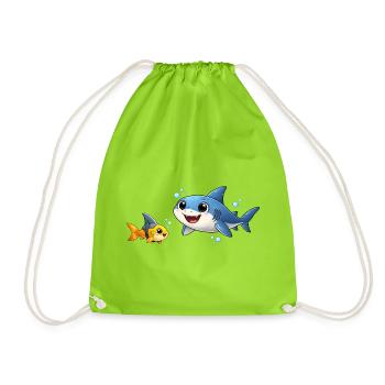 Bébé Ami Requin Enfants Drôles Dessin animé sur l’océan - Sac de sport léger - vert néon - Devant