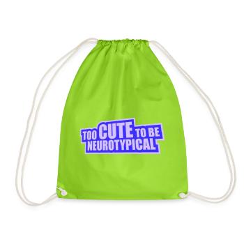 Too Cute To Be Neurotypical Funny Autism Logo - Drawstring Bag - neon green - Front